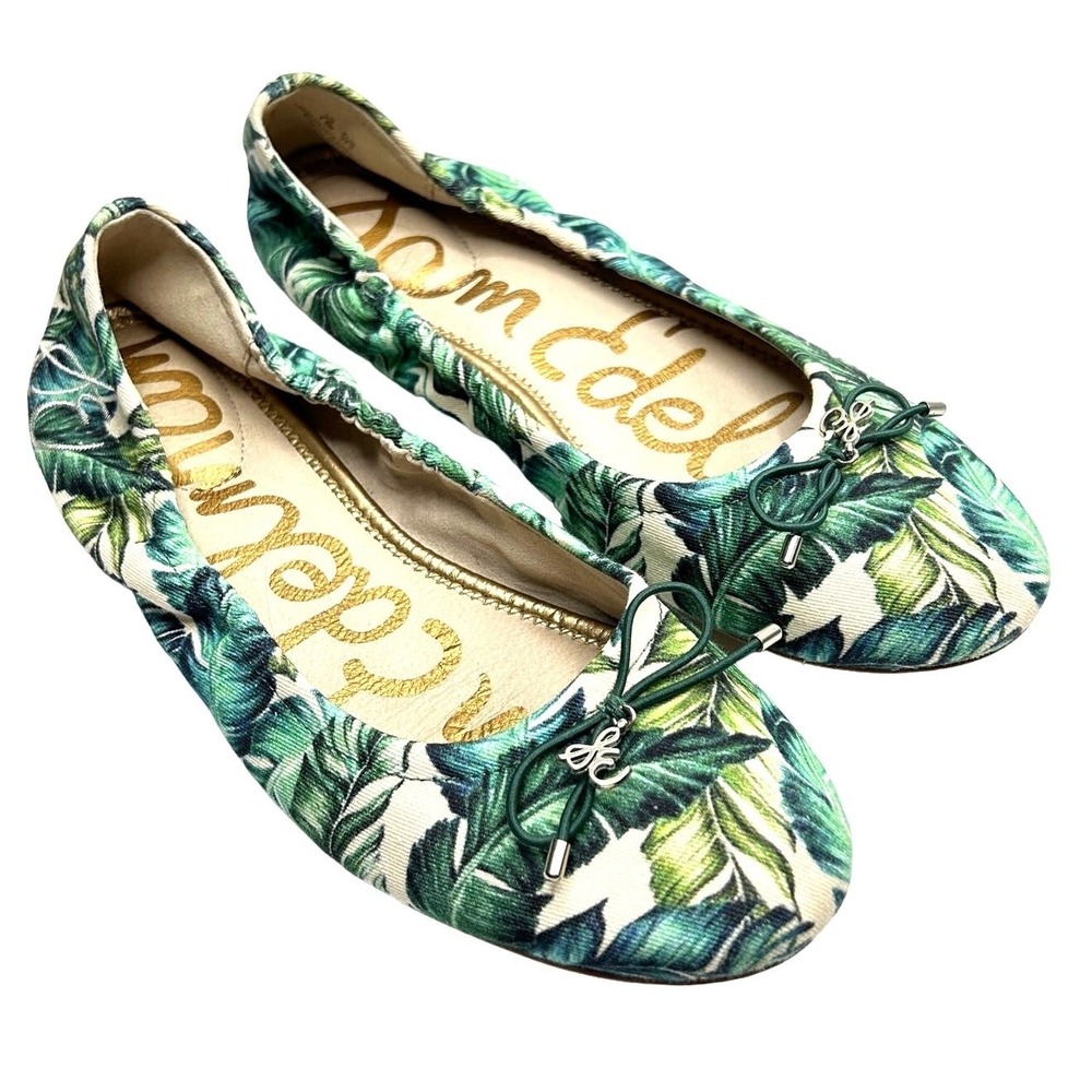 Sam Edelman Felicia Ballet Flats 7.5 Palm Leaf Tropical‎ Print Resort Vacation